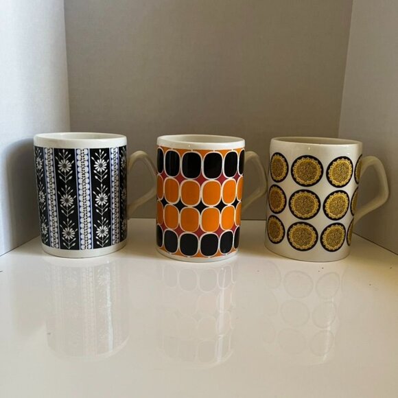 Set Of 3 Vintage Arklow Coffee Mugs Retro Patterns Belfast Limerick Waterford - Picture 1 of 9